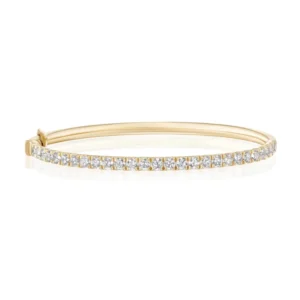 RENSINO 925 Cuff Bangle Medium Diamond Bracelet Fashion Jewelry Minimalistic Sterling Silver