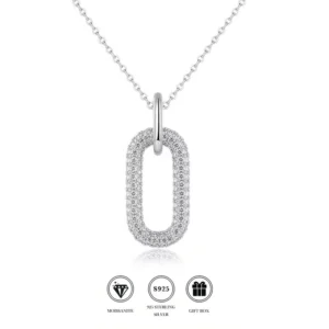 RENSINO 925 Silver 18K Gold Rose Gold Plated Custom Oval Pendant Necklace Iced Out VVS Moissanite Minimalist Jewelry for Women