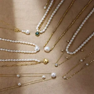 RENSINO 925 Silver Baroque Pearls Choker for Men Women 14K Gold Plated Freshwater Pearl Necklace