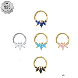 RENSINO 925 Silver CZ Clover Snug Helix Cartilage Labret Daith Sterling Jewelry Hoops Earrings Fine Jewelry Piercing Jewelry Silver 925