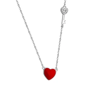 RENSINO 925 Silver CZ Necklace for Women Rhodium Plated Zirconia Heart Pendant Bulk Supplier