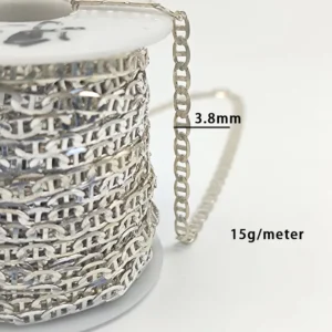 RENSINO 925 Silver Chain Fine Jewelry Plata 925 Al Por Mayor Flat Marina Chain Necklace Roll