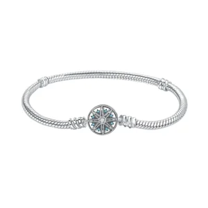RENSINO 925 Silver Classic Style Wedding Gift Bracelet with Zircon Lovely Heart Charm for Engagement Anniversary Parties