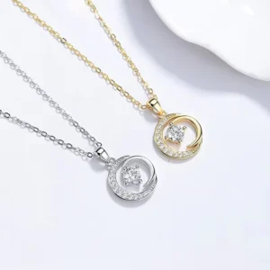 RENSINO 925 Silver Crescent Zircon Necklace in a Light and Luxurious Style A Gift for Her Birthday High end Jewelry Party engagement