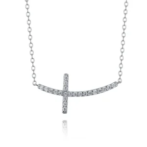 RENSINO 925 Silver Cross Pendant Necklace for Women Gold Rhodium Plated Zircon Stone Fine Christian Religious Pendants & Charms