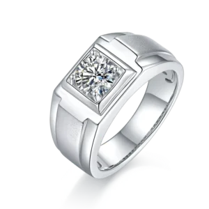 RENSINO 925 Silver DEF VVS 1CT Moissanite Men Ring