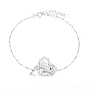 RENSINO 925 Silver Dolphin Heart Bracelet Trendy and Fashionable for Women a Little Niche and Retro Style