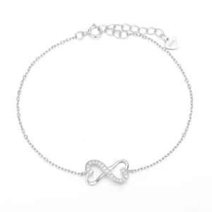 RENSINO 925 Silver “Endless Love” 8 character Infinity Bracelet a High end Gift for Your Girlfriend