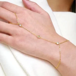 RENSINO 925 Silver Fashion Artificial Zirconia Gold Plated Elegant Ring Bracelet Womens Gift