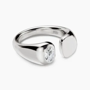 RENSINO 925 Silver Fashion Sapphire Open Signet Rings Famous Designers Silver Ring Tarnish Free Waterproof Jewelry Adjustable Rings