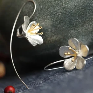 RENSINO 925 Silver Flower Long Tassel Earrings for Women Thai Process Elegant Lady Sterling Silver Jewelry