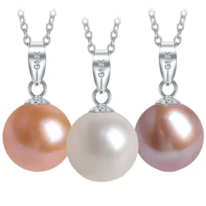 RENSINO 925 Silver Freshwater Pearl Pendant Necklace with Durable Charm