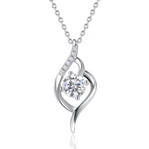 RENSINO 925 Silver Heart Shaped Brilliant Cut Glittering Laboratory Diamond Pendant Custom Necklace NGTC Certified OEM Jewelry
