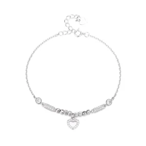 RENSINO 925 Silver Heart shaped Zircon Bracelet Is Fresh and Delicate
