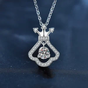 RENSINO 925 Silver Iced VVS 0.5CT Moissanite Diamond Pendant Necklace