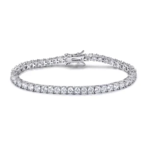 RENSINO 925 Silver Jewellery Bracelet CZ Stone Silver Plated Tennis Chain Trending Tennis Bracelet