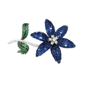 RENSINO 925 Silver Jewelry Gemstone Fashion Flower Wedding Brooch