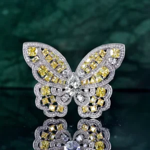 RENSINO 925 Silver Jewelry Lot Decorative Insect Broches Pins Women Girls Large Crystal Safety butterfly Brooches Pin Custom