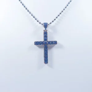RENSINO 925 Silver Men’s Moissanite Cross Pendant and Women’s Engagement Ring Premium Necklaces for Couples
