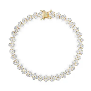 RENSINO 925 Silver Moissanite 30 Triangular Unisex Tennis Bracelet