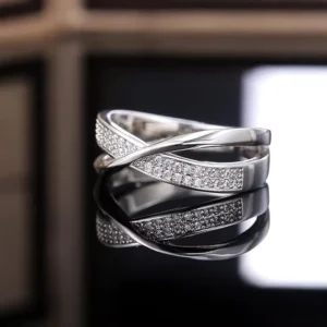RENSINO 925 Silver Moissanite Men Ring Wide Band Cross-Border Design Jewelry for Party or Daily Wear