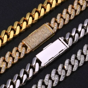 RENSINO 925 Silver Moissanite Necklace Cuban Link Chain for Men Hip Hop Iced Out Jewelry Pass Diamond Tester