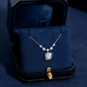 RENSINO 925 Silver Moissanite Pendant Necklace Women High end Light Luxury Niche Birthday Gift Mom Girlfriend