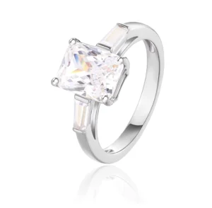 RENSINO 925 Silver Moissanite Ring Beautiful Brass Jewelry Engagement Anniversary Party Gift Religious Style Christian Inlay Children