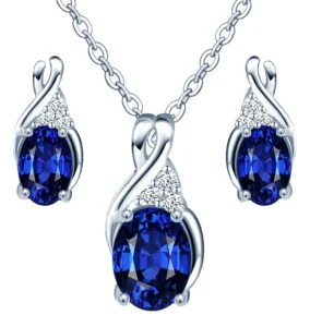 RENSINO 925 Silver Necklace and Earring Women Bridal Wedding Jewelry Set