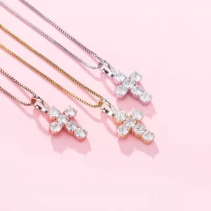 RENSINO 925 Silver Pendant Never Fade Necklace Women Jewelry Silver Cross Pendant for Religion Catholic Gifts Jesus Cross Necklace