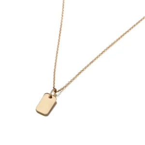 RENSINO 925 Silver Plated 14k Gold Personalized Necklace Minimalist Jewelry Rectangle Tags Pendant Necklace