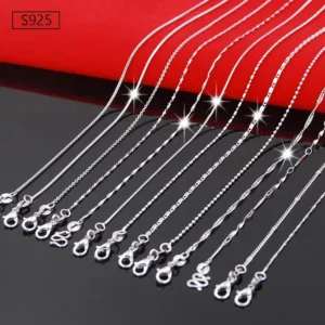 RENSINO 925 Silver Plated Chain Colorfast Cross Box Snake Bead Bamboo Link Chain DIY Necklace Pendant Chain Jewelry Accessories