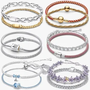 RENSINO 925 Silver Princess Purple Flower Bee Specimen Leather Rope Weaving Sliding Tennis Bracelet DIY Exquisite Charm Jewelry