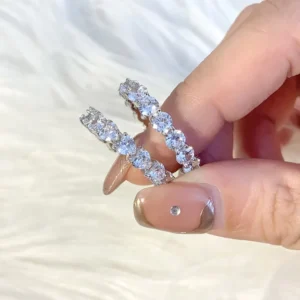 RENSINO 925 Silver Ring Cz Eternity Band Customizable Specifications Ring Regular S925 Silver Jewelry Rings Engagement