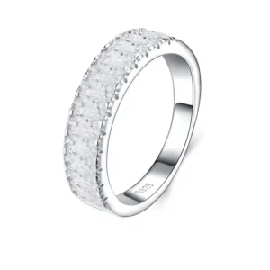 RENSINO 925 Silver Ring Fine Workmanship Moissanite Prong Setting Geometric Shape Simple Ins Style Light Luxury Jewelry Customized