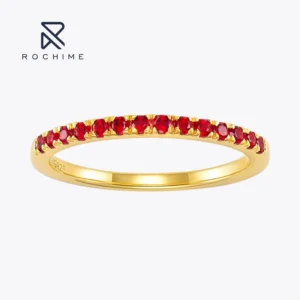 RENSINO 925 Silver Ring Ins Style Half-circle Ruby Row Ring Suitable For Daily Wear