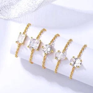 RENSINO 925 Silver Ring Jewelry for Women 925 Sterling Silver 18K Gold Plated Chain Adjustable Casual Rings for Women