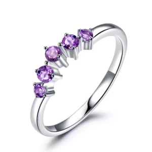 RENSINO 925 Silver Ring Ladies Fashion Diamond Set Premium Gemstone Ring for Women