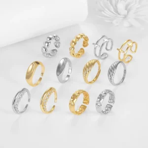 RENSINO 925 Silver Rings Jewelry Women Sterling Silver Adjustable Rings 18K Gold Plated Open Ring Women