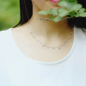 RENSINO 925 Silver Round Zircon Necklace for Women Fashion Lady Festival Gift Jewelry