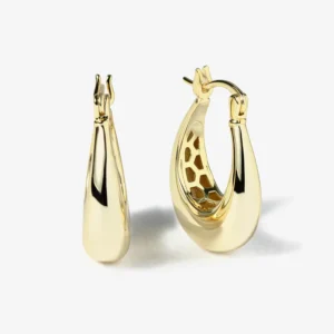 RENSINO 925 Silver Sterling Women Jewelry 14K 18K Vermeil Bold Gold Statement Chunky Drop Hoop Huggie Earrings