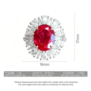 RENSINO 925 Silver Sunburst Ring 3ct Lab Grown Paraiba & High Carbon Diamonds Vintage Romantic Women Ring For Wedding Party Gift