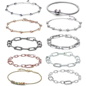 RENSINO 925 Silver Tennis Bracelet with Shiny Halo Diamond Trendy Plated Gold Charm Fine Chain Link Accessories