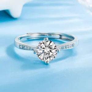 RENSINO 925 Silver Wedding Rings with Zircon Solitaire Engagement Ring Platinum Jewelry Women