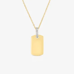 RENSINO 925 Silver Women Jewelry Zircon Lazer Logo Dog Tag Pendant Necklace