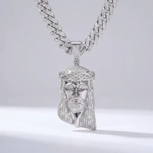 RENSINO 925 Silver or Brass Jesus Pendant Custom Iced Pendant Gold plated Hip hop Jewelry Lab Diamond Jesus Piece Pendant Moissanite