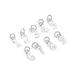 RENSINO 925 Sterling Plain Silver Classic Number Charms for Bracelets Jewelry Making