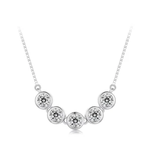 RENSINO 925 Sterling Silver 0.3ct Moissanite Necklace Electroplated Platinum Adjustable Pendant Necklace