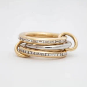 RENSINO 925 Sterling Silver 14K 18K Gold Plated Cubic Zirconia Fine Jewelry Two Tone Triple Band Stackable Ring Women