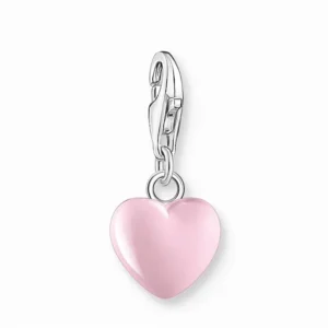 RENSINO 925 Sterling Silver 14K 18K Gold Plated Pink Heart Charm Enamel Pendant for Bracelets or Necklaces